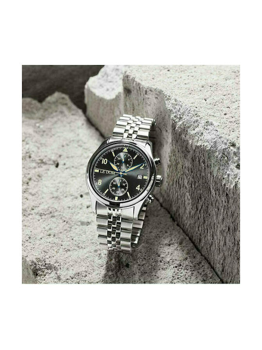 ανδρικό ρολόι chronografos mpatarias me metalliko mprasele se asimi chroma ld 1348 52