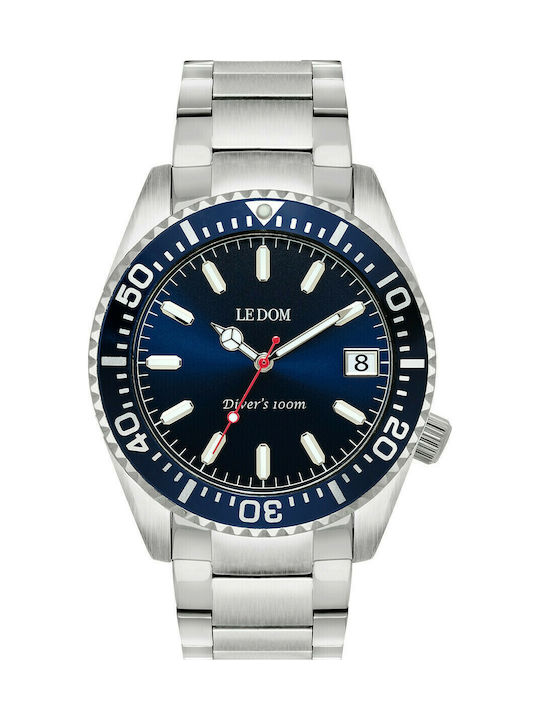 ανδρικό ρολόι e dom roloi diver s me metalliko mprasele ld 1490 6