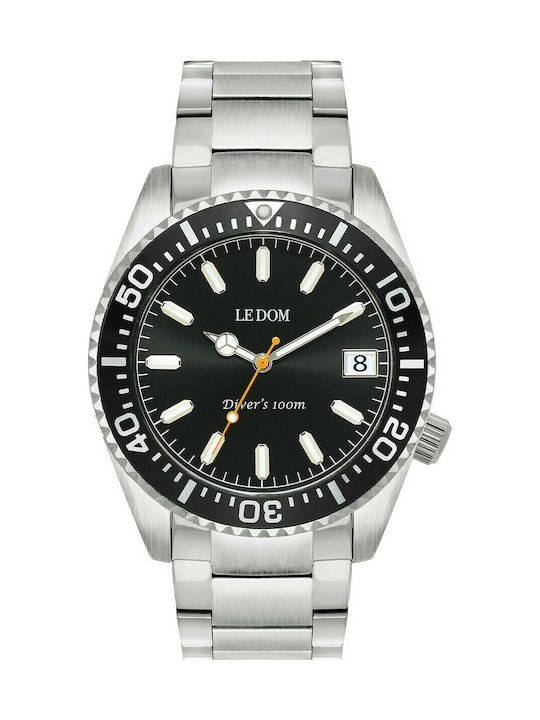 ανδρικό ρολόι le dom roloi diver s me metalliko mprasele ld 1490 7