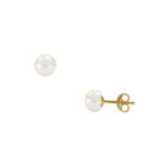 Μαργαριταρένια σκουλαρίκια fresh water pearl λευκά 6,5x7mm