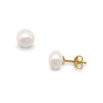 Μαργαριταρένια σκουλαρίκια fresh water pearl λευκά 7,5x8mm